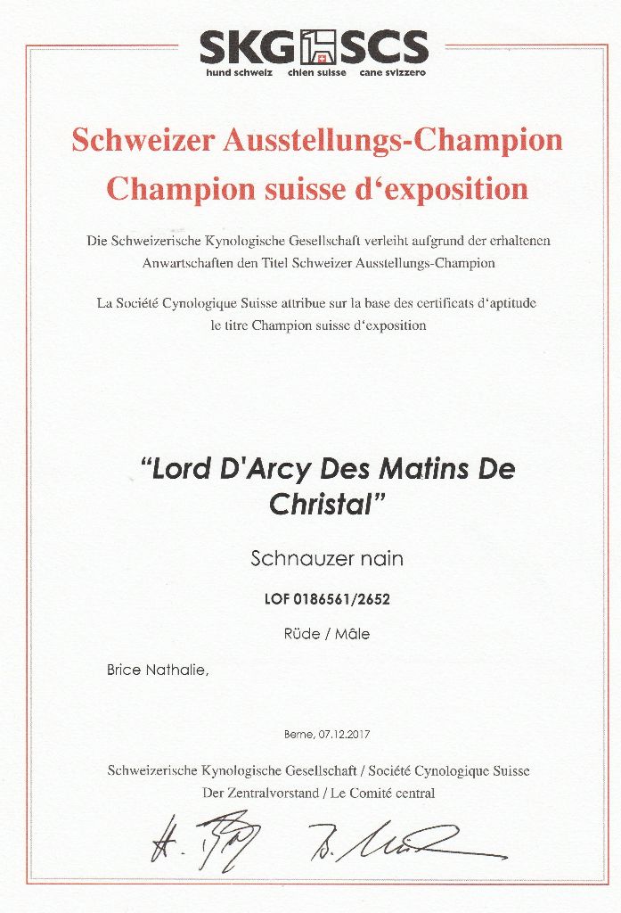 Des matins de cristal - CH Suisse d'Exposition pour Lord d'Arcy